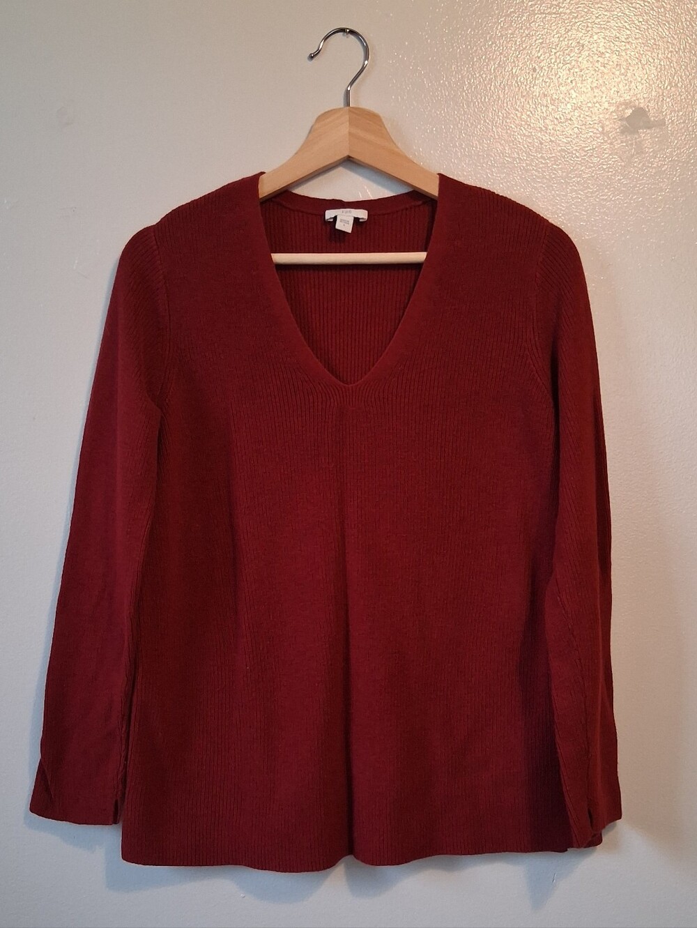 J. Jill Red V Neck Sweater Cotton